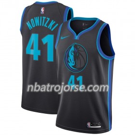 Män Dallas Mavericks Tröja Dirk Nowitzki 41 2018-19 Nike City Edition Svart Blå Swingman